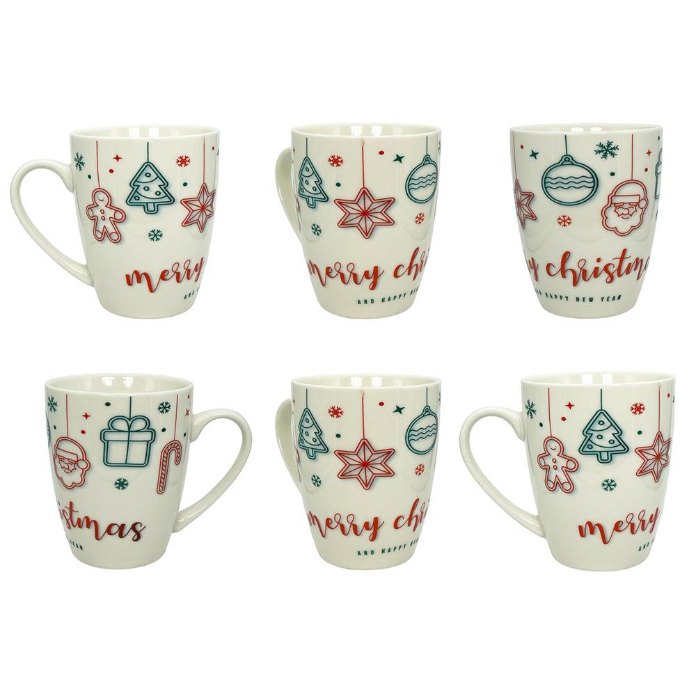 Tazas Navideñas 6 pzas 325 ml Merry Christmas Navidad