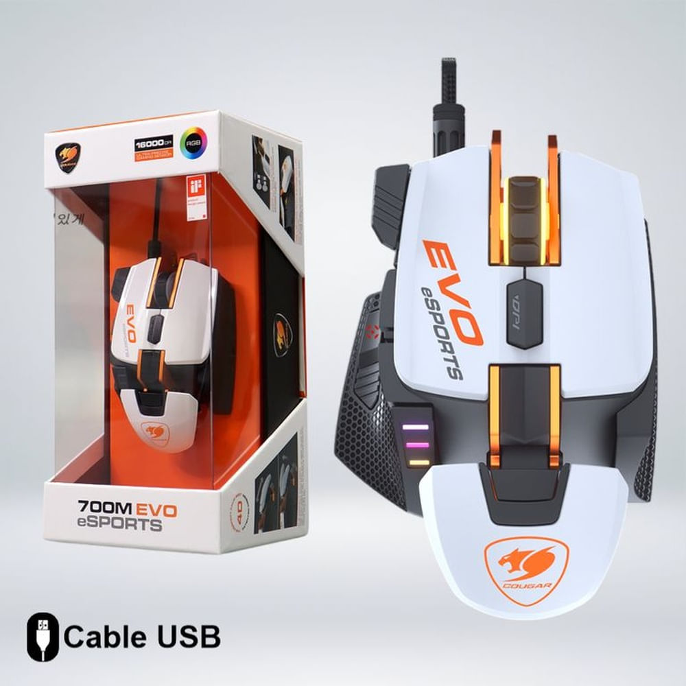 MOUSE GAMING 700M EVO ESPORTS WHITE - ERGONÓMICO