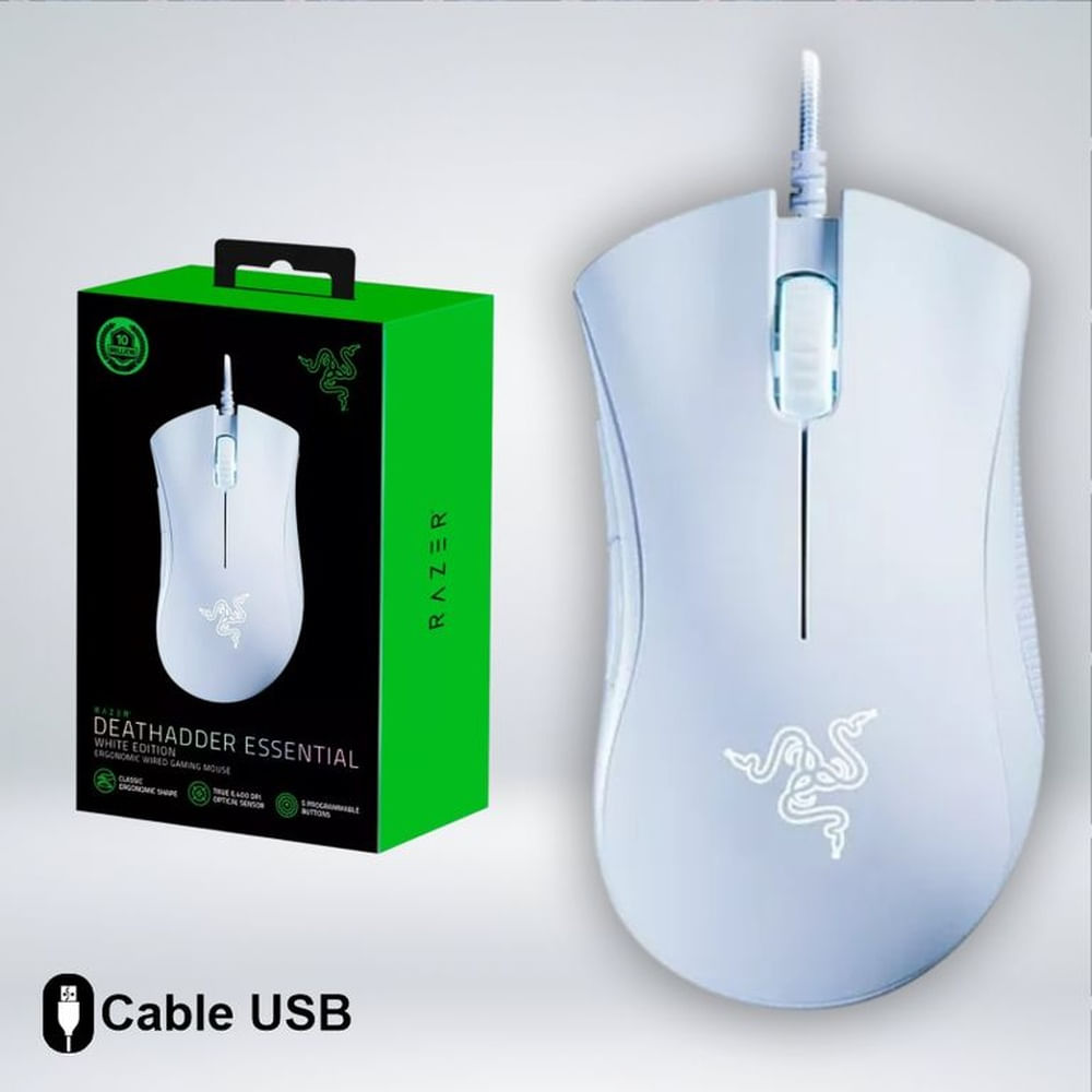 MOUSE GAMER RAZER DEATHADDER ESSENTIAL 6400DPI ERGONOMICO USB