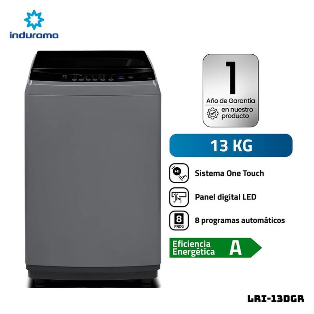LAVADORA INDURAMA ANTIENRREDO 13 KG CARGA SUPERIOR GRIS - LRI-13DGR