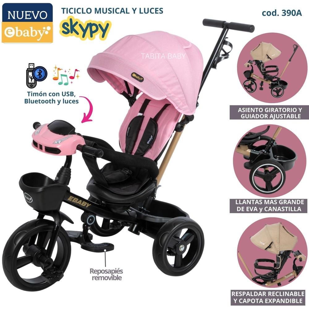 TRICICLO MUSICAL CON LUCES SKYPY ROSADO