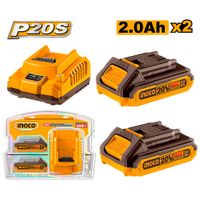 Set 2 Baterías 20V 2.0AH con 1 Cargador Ingco FBCPK1222