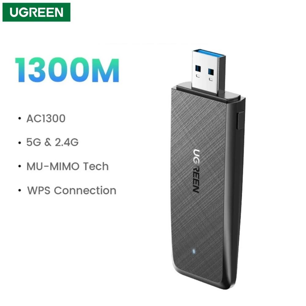 UGREEN Adaptador WiFi USB AC1300 Dual Banda 5GHz 24GHz