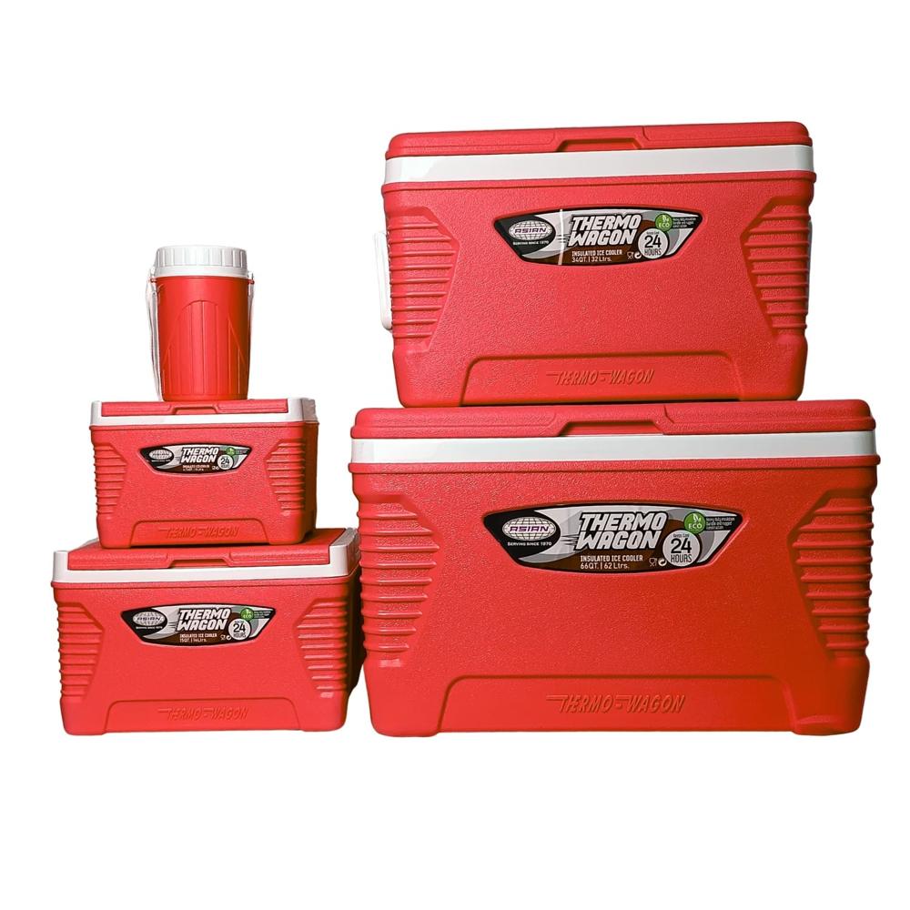 Set Coolers 5 Piezas Neveras Portátiles para Picnic Rojo