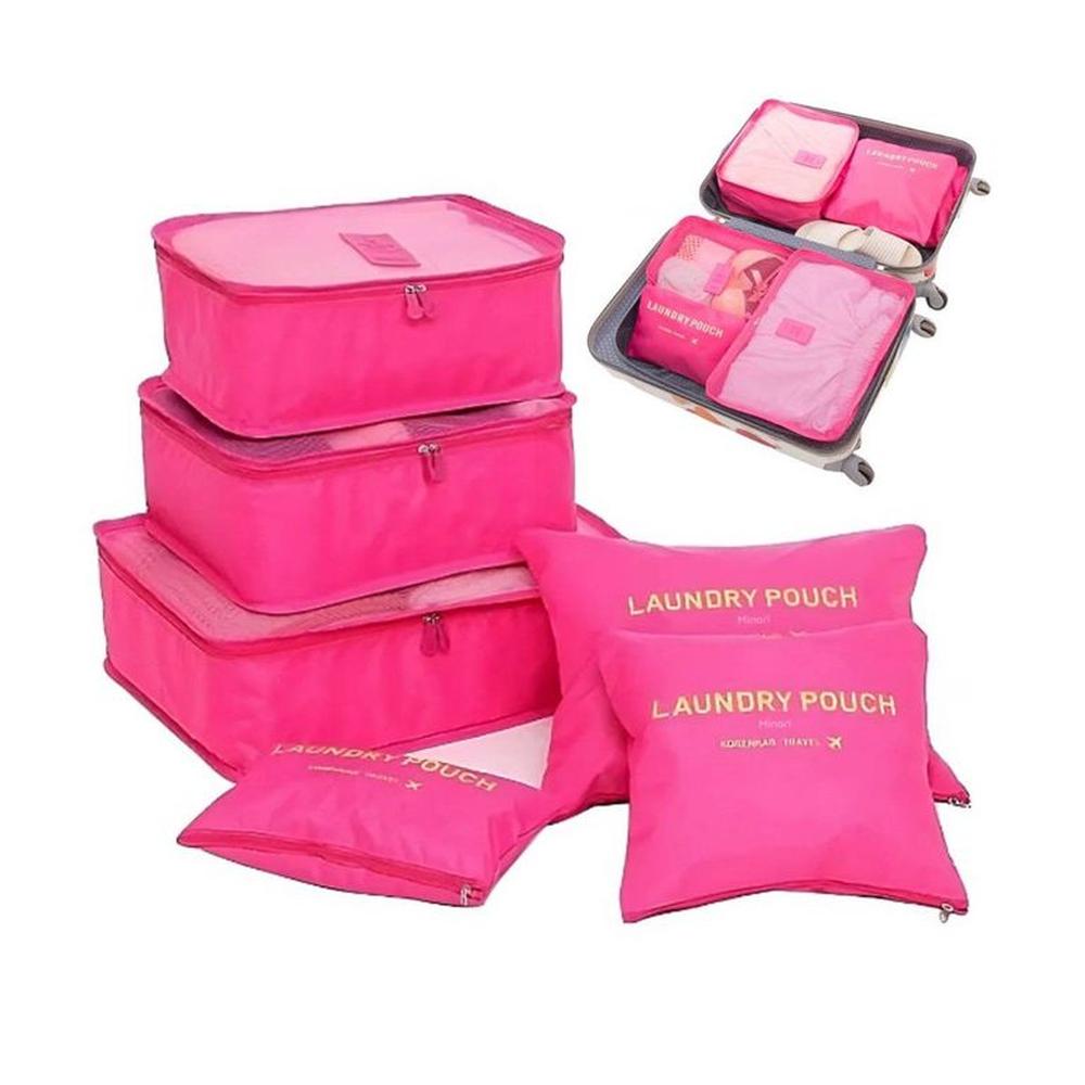 Set Organizadores de Maleta Bolsas Impermeable para Viaje 6PCS Rosado