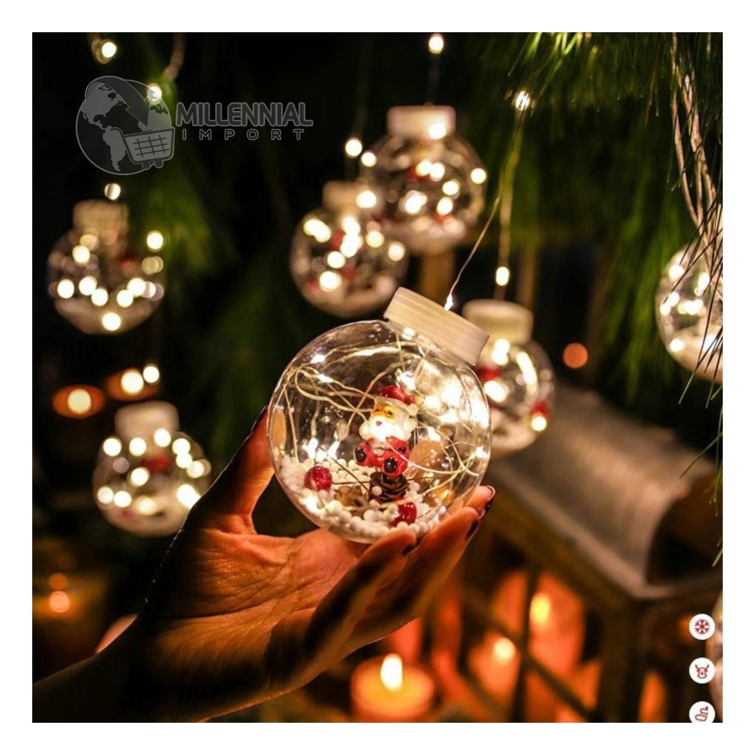 Luces de Navidad Led Guirnalda Modelo de Bombillo con Figuras Ambar