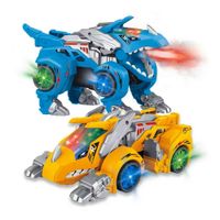 Juguete Carro Dinosaurio 2en1 Lanza Humo Luz Led
