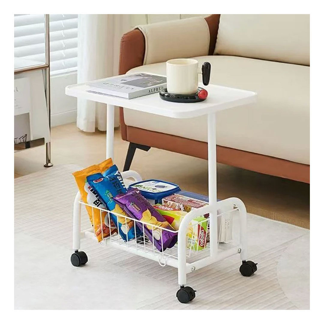 Mesa Portatil De Madera Con Divisiones Ruedas Blanca C2727