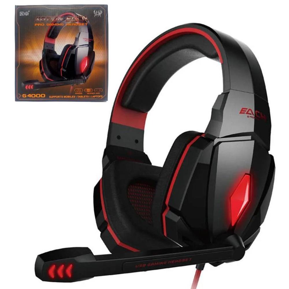 Audifono Gamer con Microfono Luz Led Pc Laptop Kotion Each Auricular