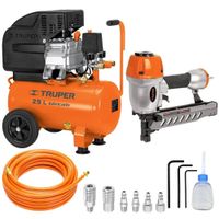 kit Compresor de aire 25L, Clavadora calibre 16, manguera de aire 5 m