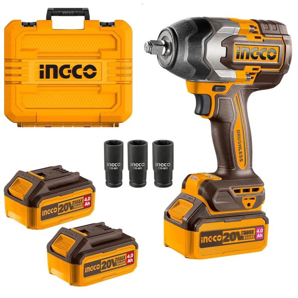 LLAVE DE IMPACTO 850NM INALAMBRICO 20V BRUSHLESS 2 BATERIAS 4A 3 DADOS Amarillo LLAVE DE IMPACTO 850NM INALAMBRICO 20V BRUSHLESS 2 BATERIAS 4A 3 DADOS Amarillo
