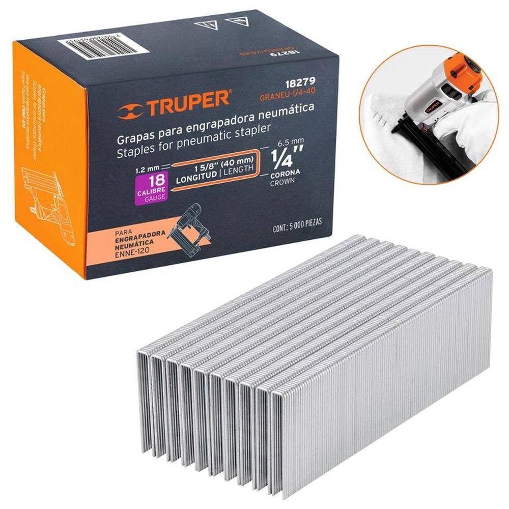 GRAPAS PARA ENGRAPADOR NEUMATICO calibre 18, 40mm, 5000 UNIDADES