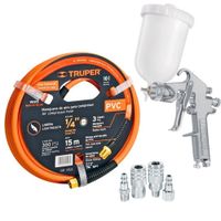 kit Pistola de aire para pintar  profesional manguera 15m conectores