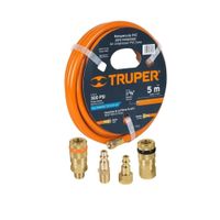 Manguera de aire 5m + 2 conectores rápidos + 2 coples Truper