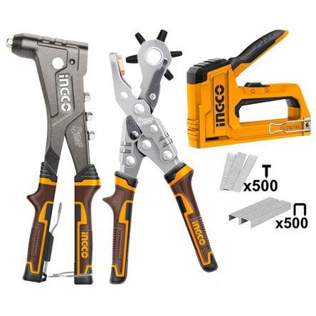kit Remachadora Alicate sacabocado engrapadora clavadora INGCO Plateado kit Remachadora Alicate sacabocado engrapadora clavadora INGCO Plateado