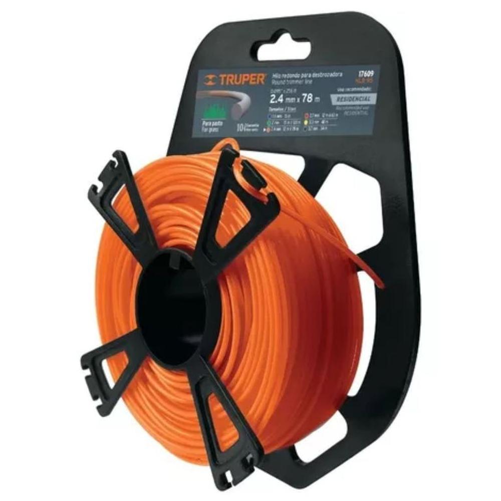 Hilo para desmalezadora desbrozadora podadora 2.4 mm x 78 m, Truper Naranja Hilo para desmalezadora desbrozadora podadora 2.4 mm x 78 m, Truper Naranja