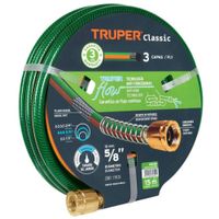 Manguera de riego 5/8"" reforzada 3 capas 15 m conexiones de metal
