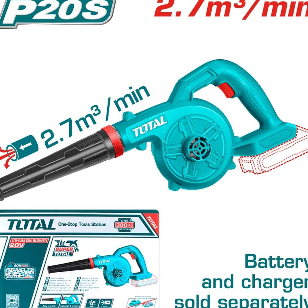 SOPLADOR DE AIRE INALÁMBRICA 20V TOTAL TABLI20028 SOPLADOR DE AIRE INALÁMBRICA 20V TOTAL TABLI20028