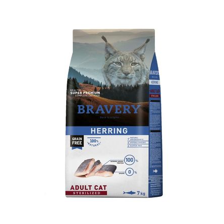Alimento Bravery Herring Gatos Adultos Esterilizados 7Kg Alimento Bravery Herring Gatos Adultos Esterilizados 7Kg