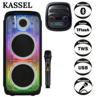 Parlante Torre Portátil K2103 02 Boufer de 10 Pulgadas Luces RGB Karaoke