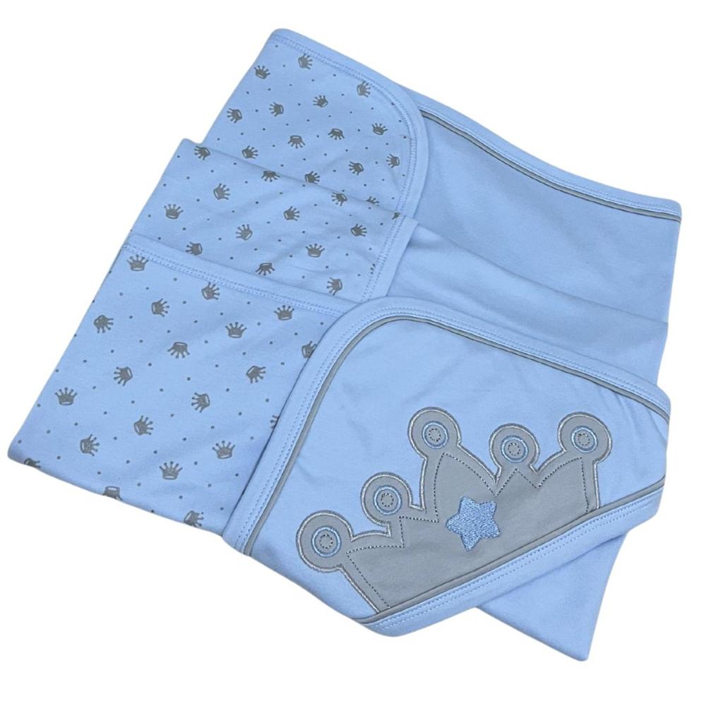 Manta Colcha Bebé De Algodon Pima celeste