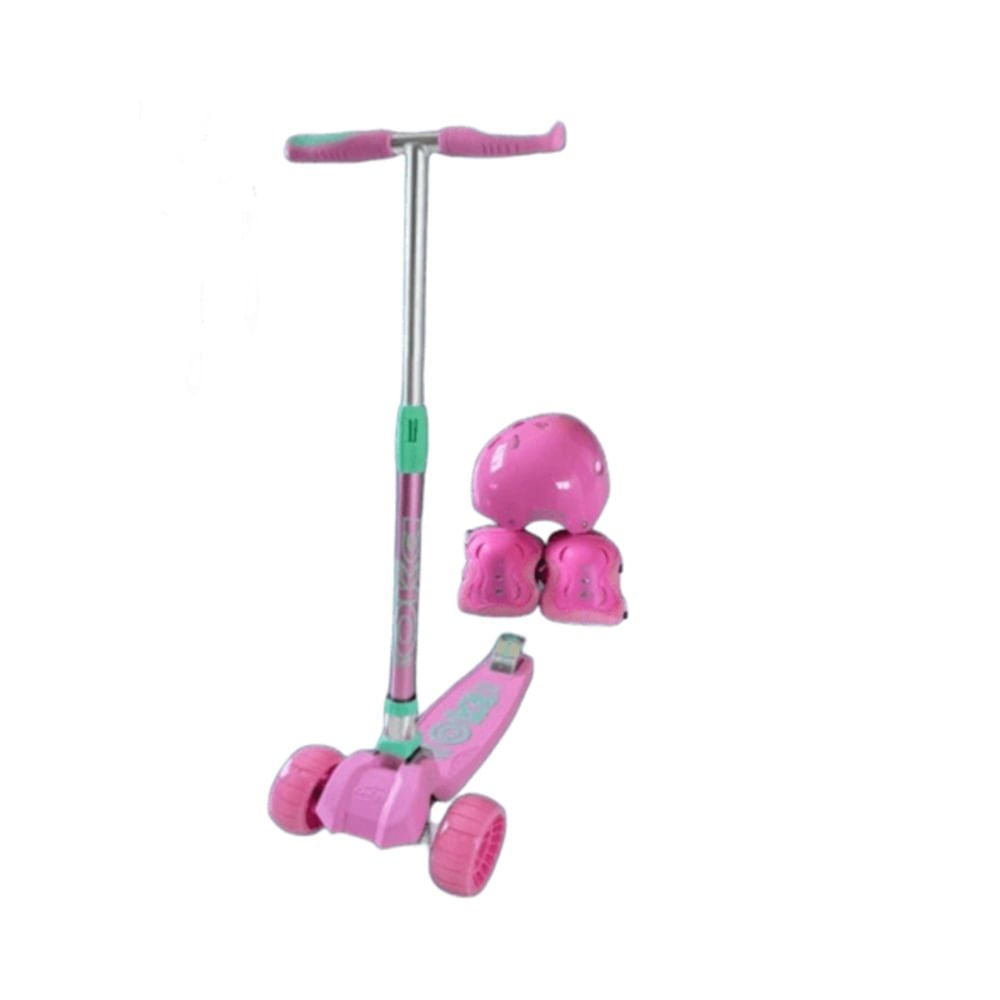 SCOOTER MAXI OKA ROSADO CON KIT COMPLETO Y LUCES