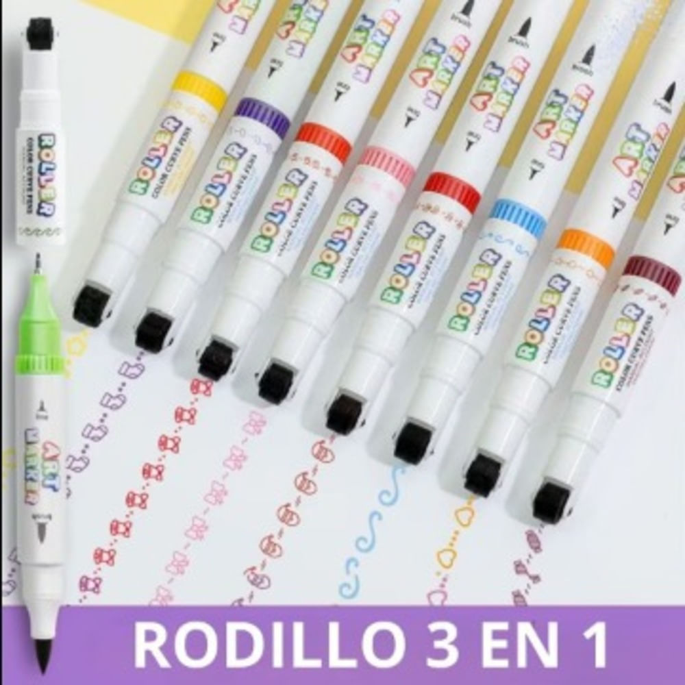 SET DE 8 LAPICEROS ROLLER 3 EN 1