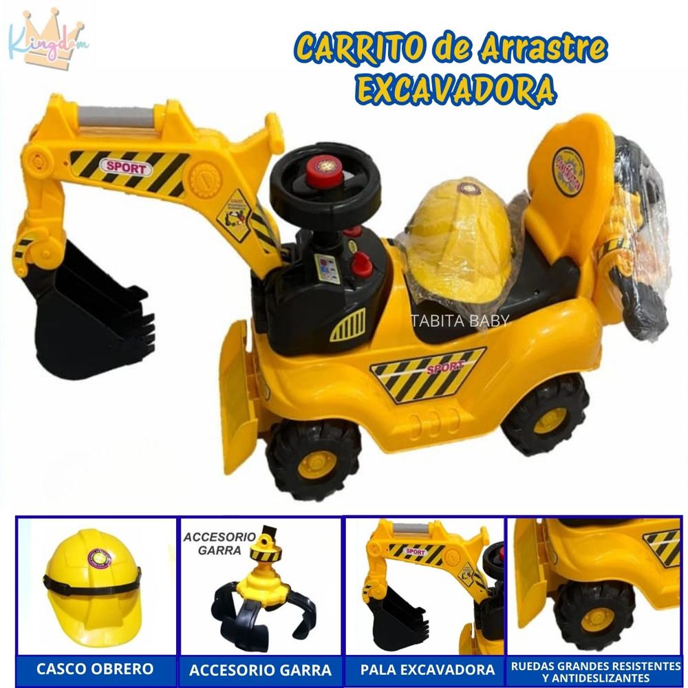 Carrito de Arrastre Excavadora con Casco y Garra Amarillo