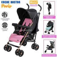 COCHE BASTON PARA BEBE PARIS ROSADO