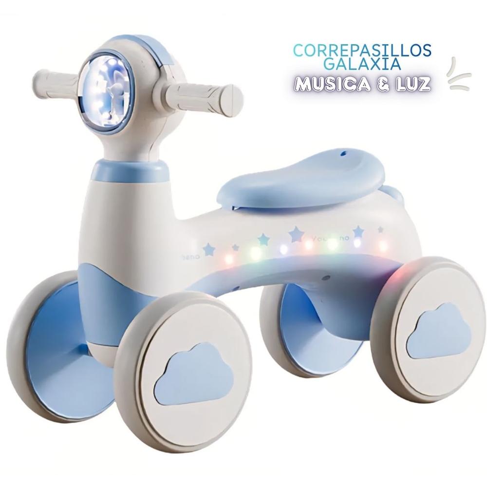 Triciclo Correpasillos Espacial Musical y Luz para Niños color Celeste