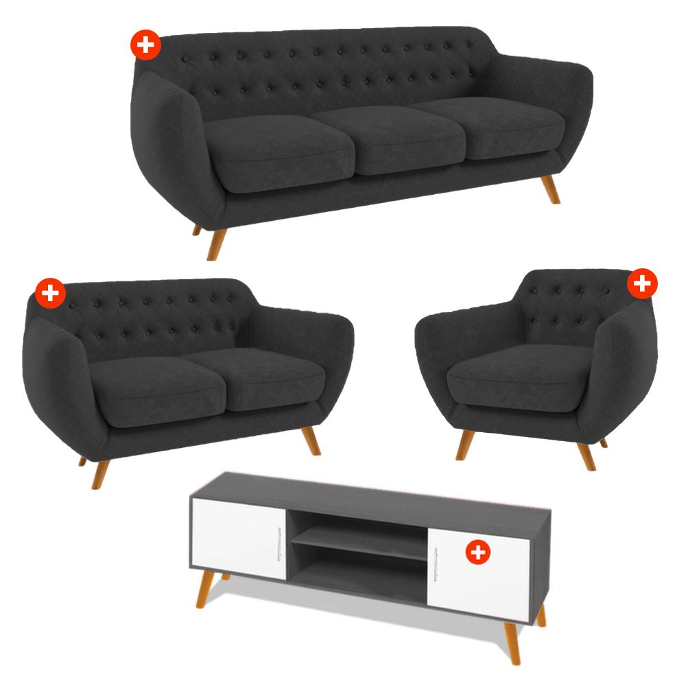 SALA VALENTINO 3 2 1 CON CENTRO TV - FALOTIH 3M