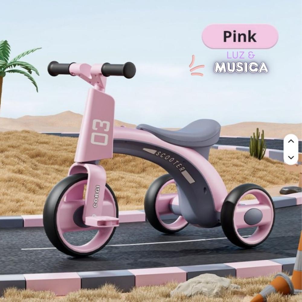Triciclo Scooter Multi cinético para Niños con Música y Luz - Rosado