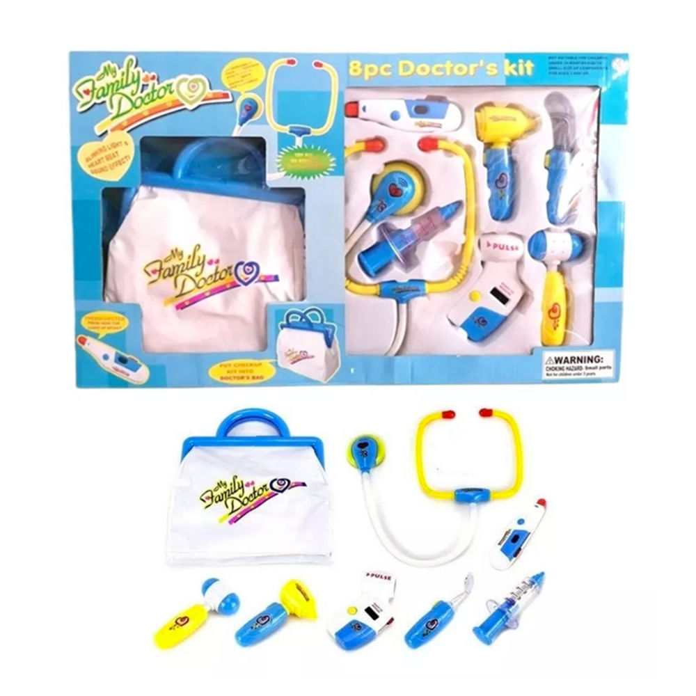 Juguete Doctor Con Luces Y Sonido  Kit Medico Celeste Niños
