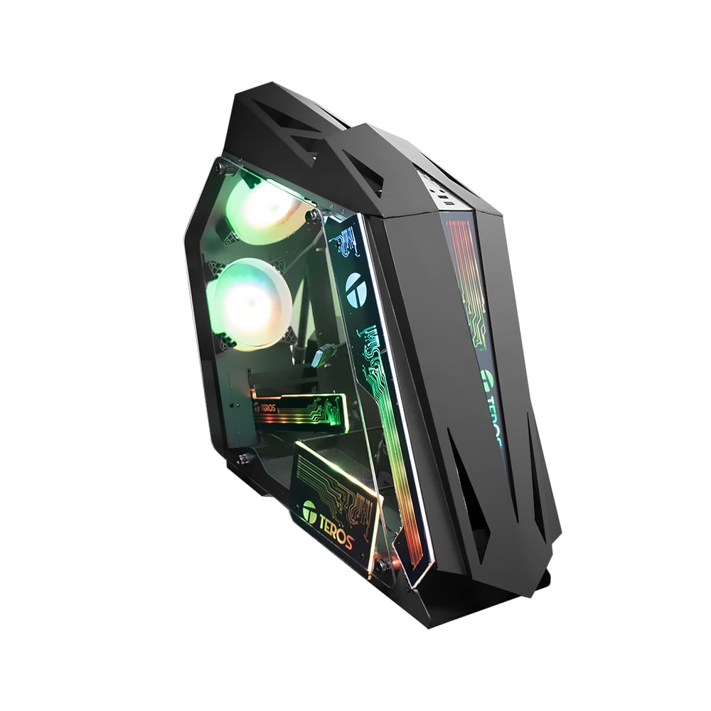 Caja gamer Teros TE-1314G mid tower negra con ventilador ARGB USB 3.0 y audio integrado