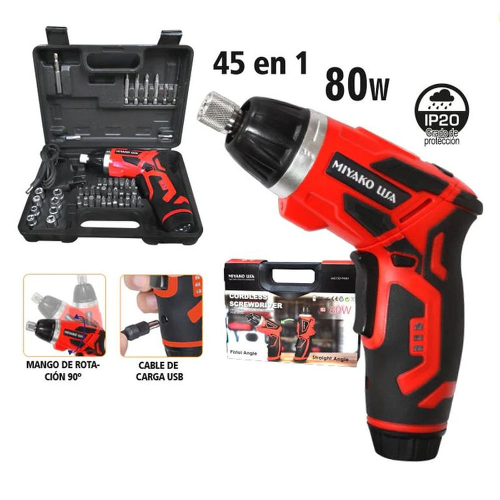 DESTORNILLADOR INALÁMBRICO CON PERILLEROS 45 EN 1 MIYAKO CSD-P45N1