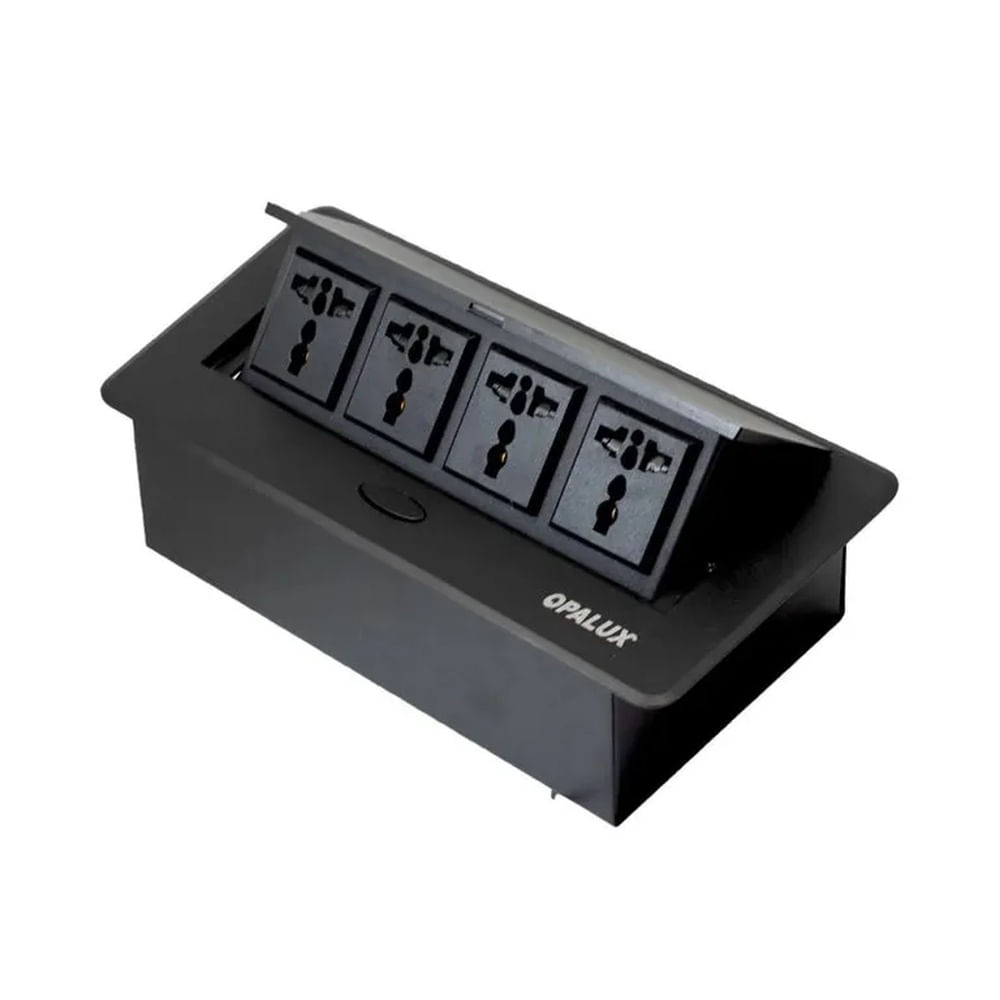 Tomacorriente para Mueble 4 Tomas Negro OPALUX OP-UTS4BK