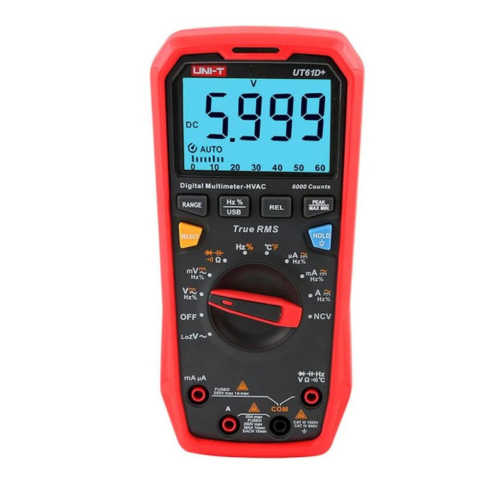 Multimetro Digital Con Temperatura TRUE RMS 1000V20A UNI-T UT-61D