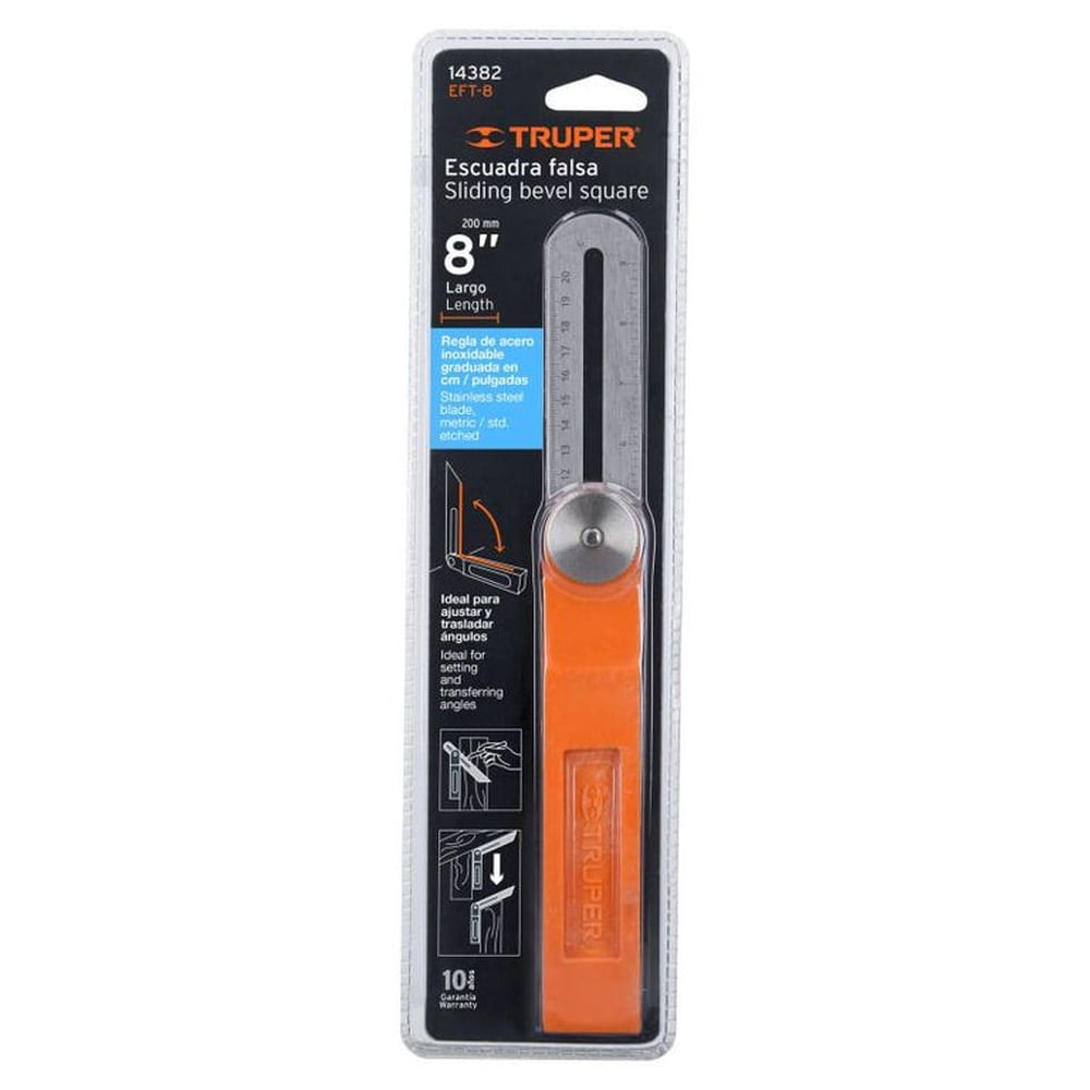 Escuadra falsa dacero inoxidable 19cm  8 con mango de ABS - 14382