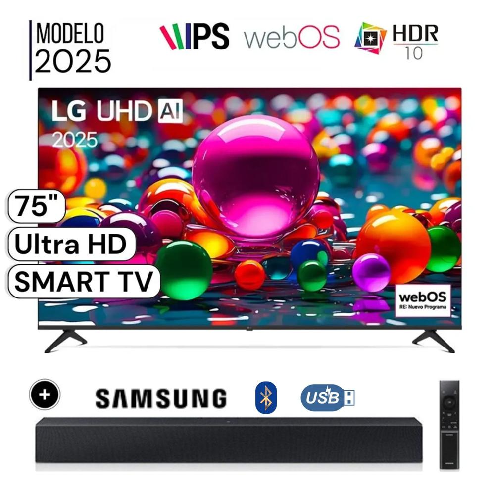 Televisor LG 75"" LED UHD 4K Smart TV ThinQ AI 75UA8000PSB + Soundbar HW-B400