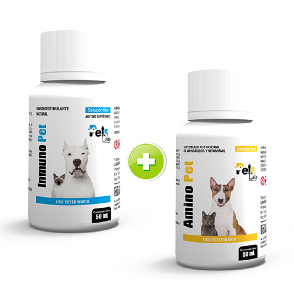 INMUNOESTIMULANTE NATURAL INMUNO PET 50 ML -  VITAMINA AMINOPET 50 ML PARA MASCOTAS PETS LAB