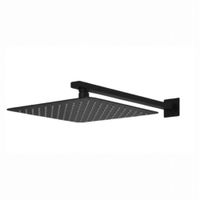 Cabezal Ducha Española 25x25cm Cuadrada Negro Mate con Brazo de 40cm
