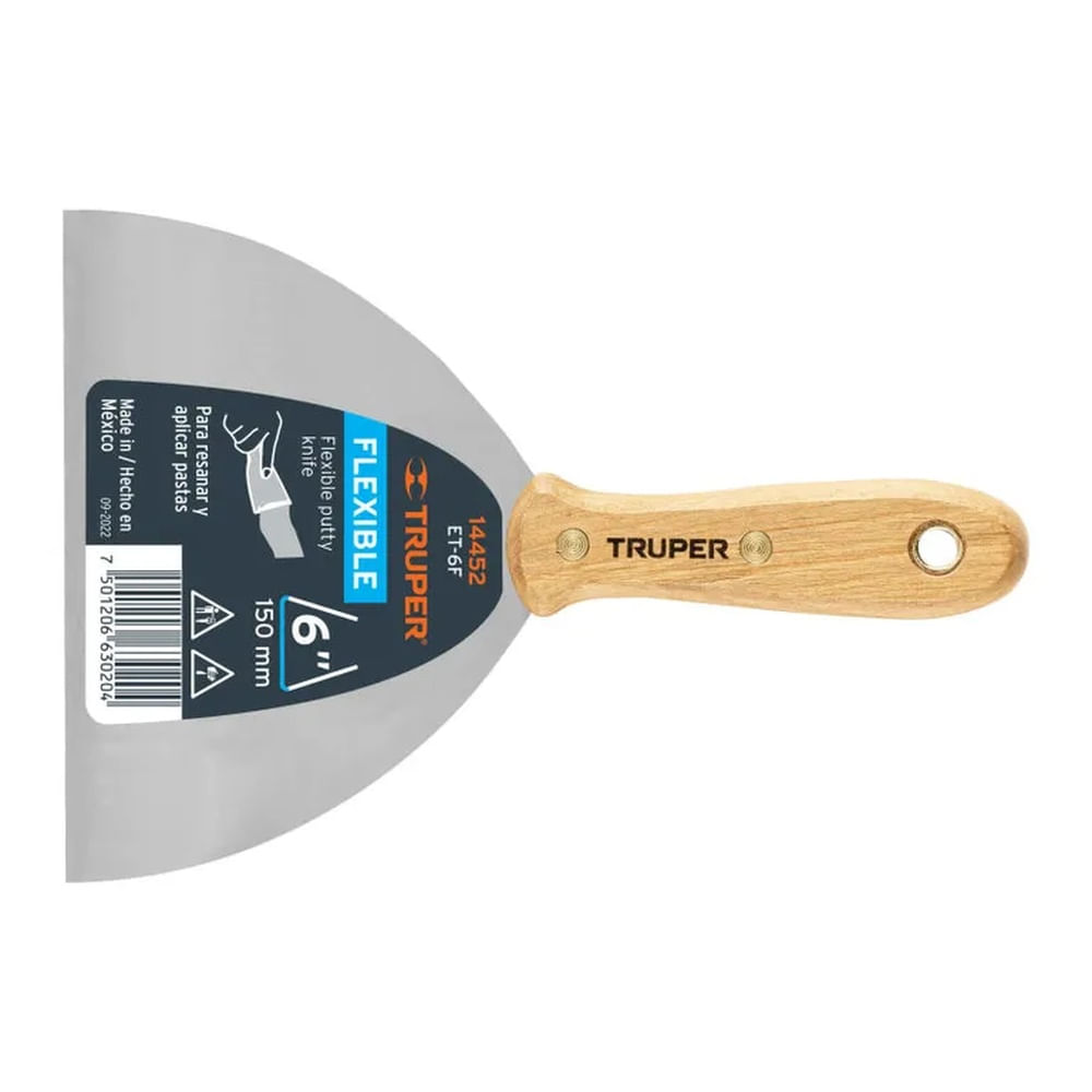Espátula flexible 6 con mango de madera Truper - 14452