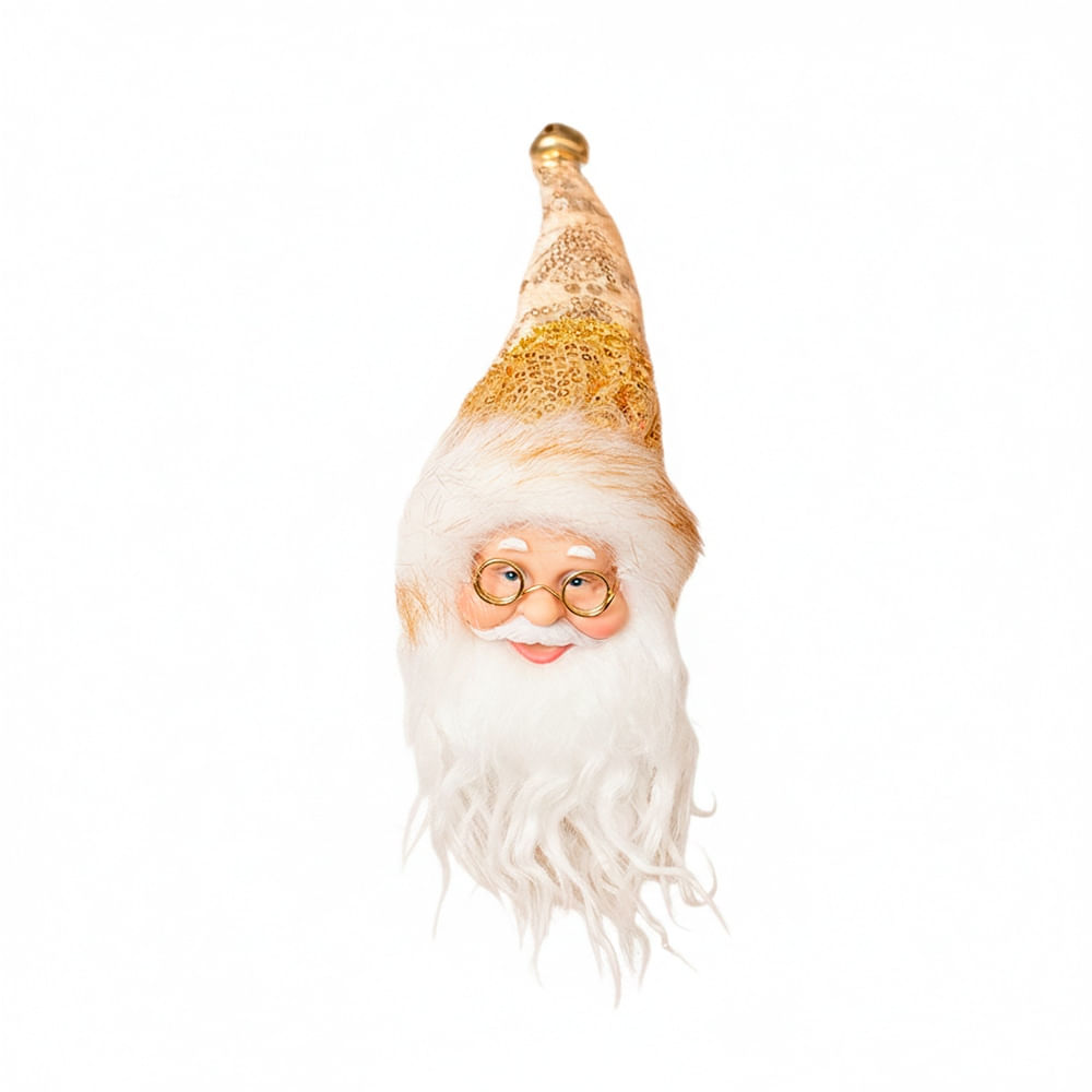 SETX2 COLGANTE ROSTRO DE PAPA NOEL DORADO 15CM