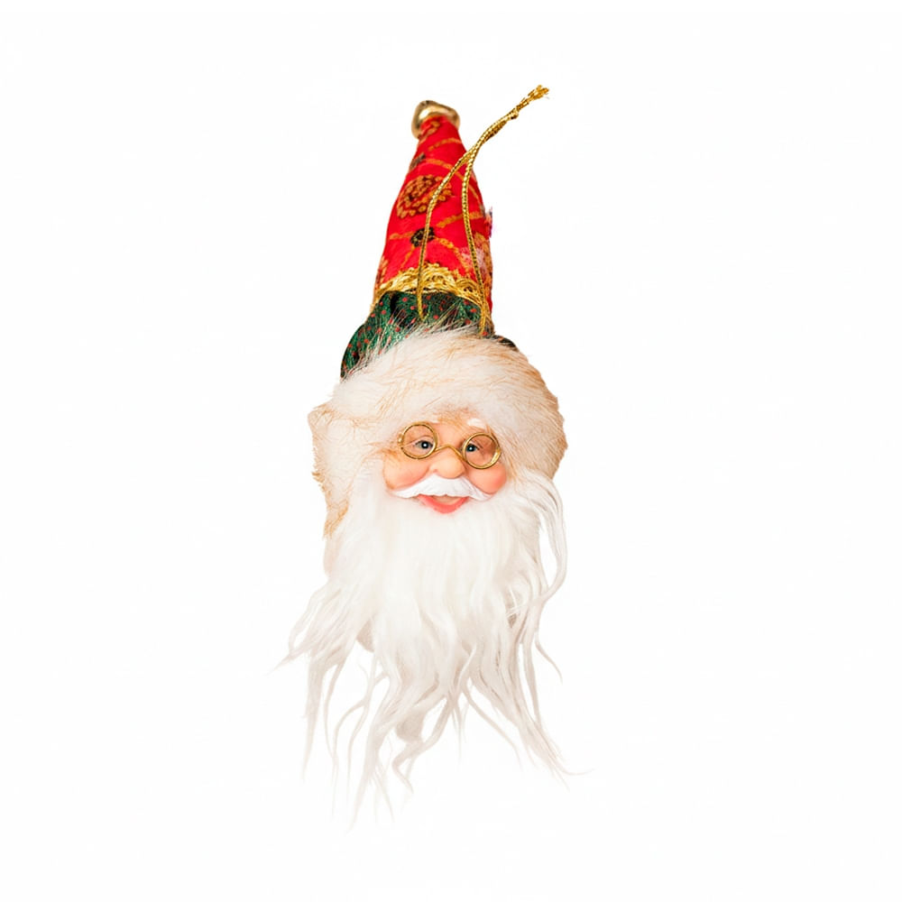SETX2 COLGANTE ROSTRO DE PAPA NOEL ROJO 15CM