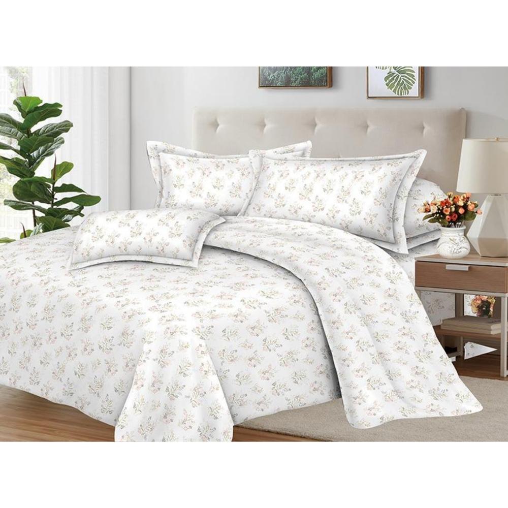 Juego de Sábanas 100% Suave Algodón 2Plazas 4 Piezas 2000 Hilos Floral Ivory