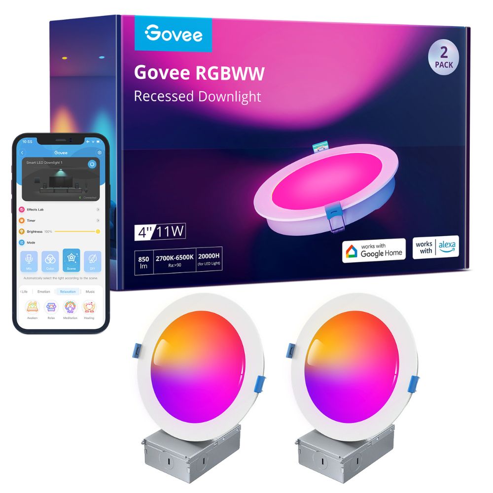 Dicroico Inteligente Downlight 4 Govee Rgbww Wifi -  Bluetooth -Alexa Pack X2 Empotrable