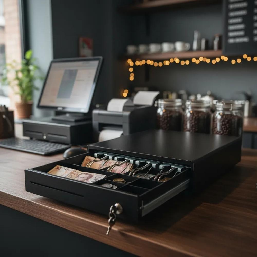 Gaveta caja registradora para guardar dinero metálico 33.5x37x8cm 4 pisabilletes 5 monederos M330S