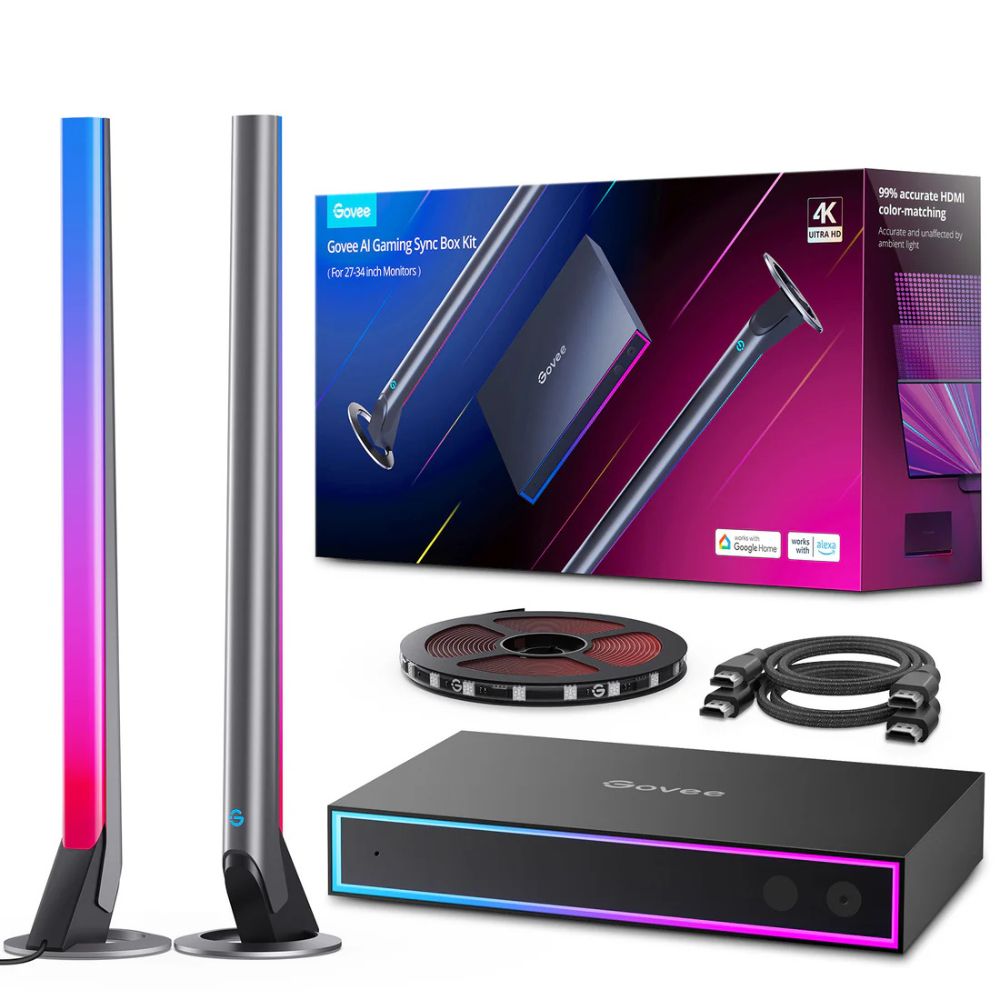 Kit Ai Gaming Box Govee Barras Inteligentes Con Tira Led Para Monitor 27-34 Wifi y Alexa