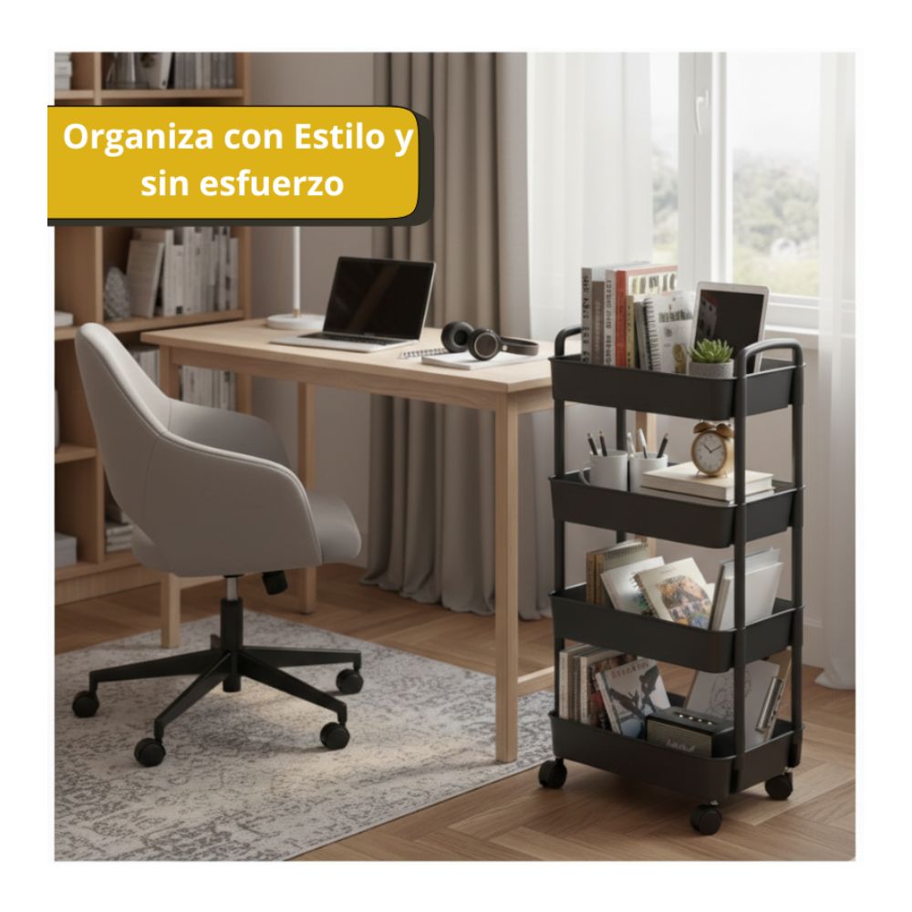 CARRITO ORGANIZADOR  COCINA DORMITORIO SALA BAÑO ESCRITORIO- 4 NIVELES- MODERNO Y ELEGANTE