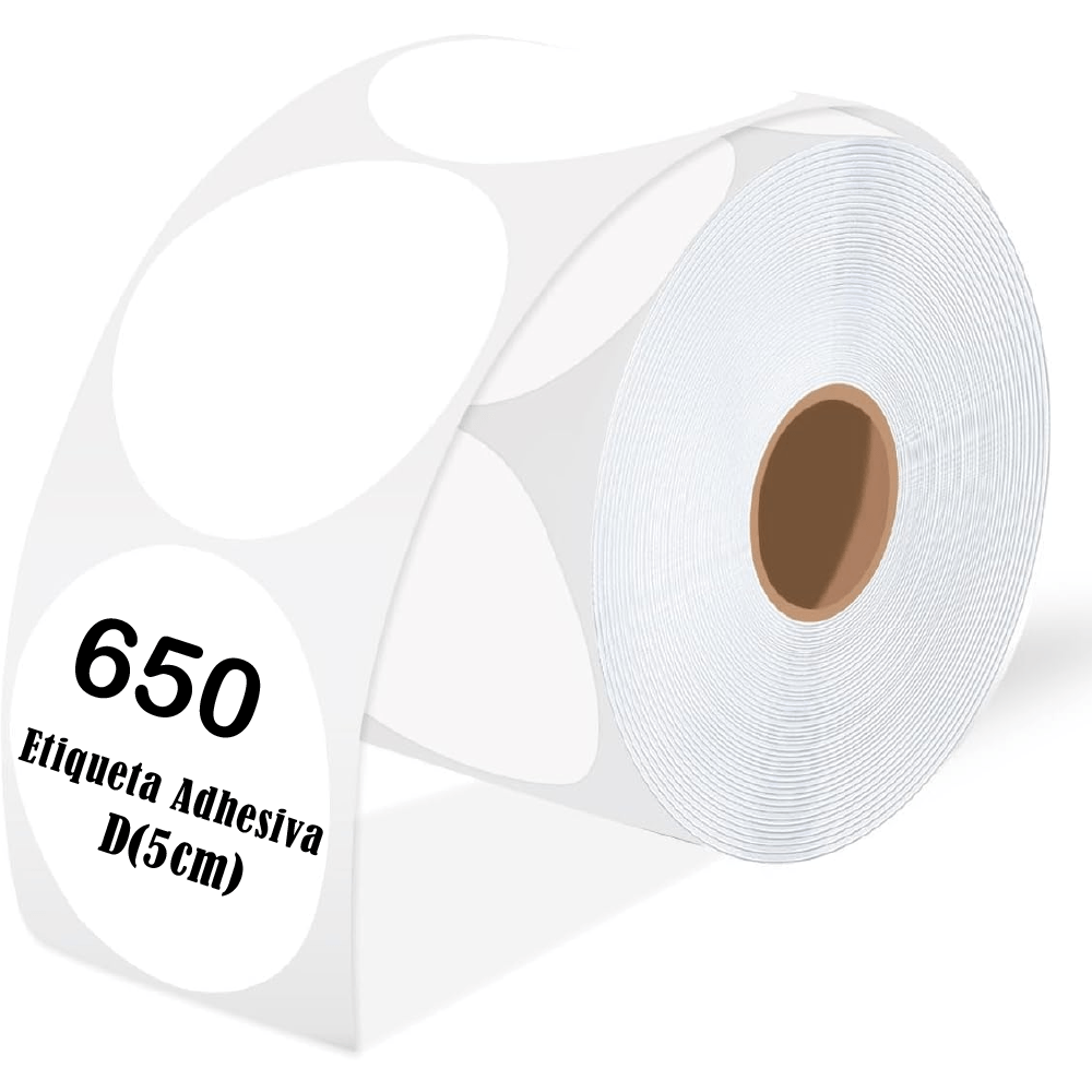 Rollo 650 Etiqueta Termica Adhesiva Circular D5cm